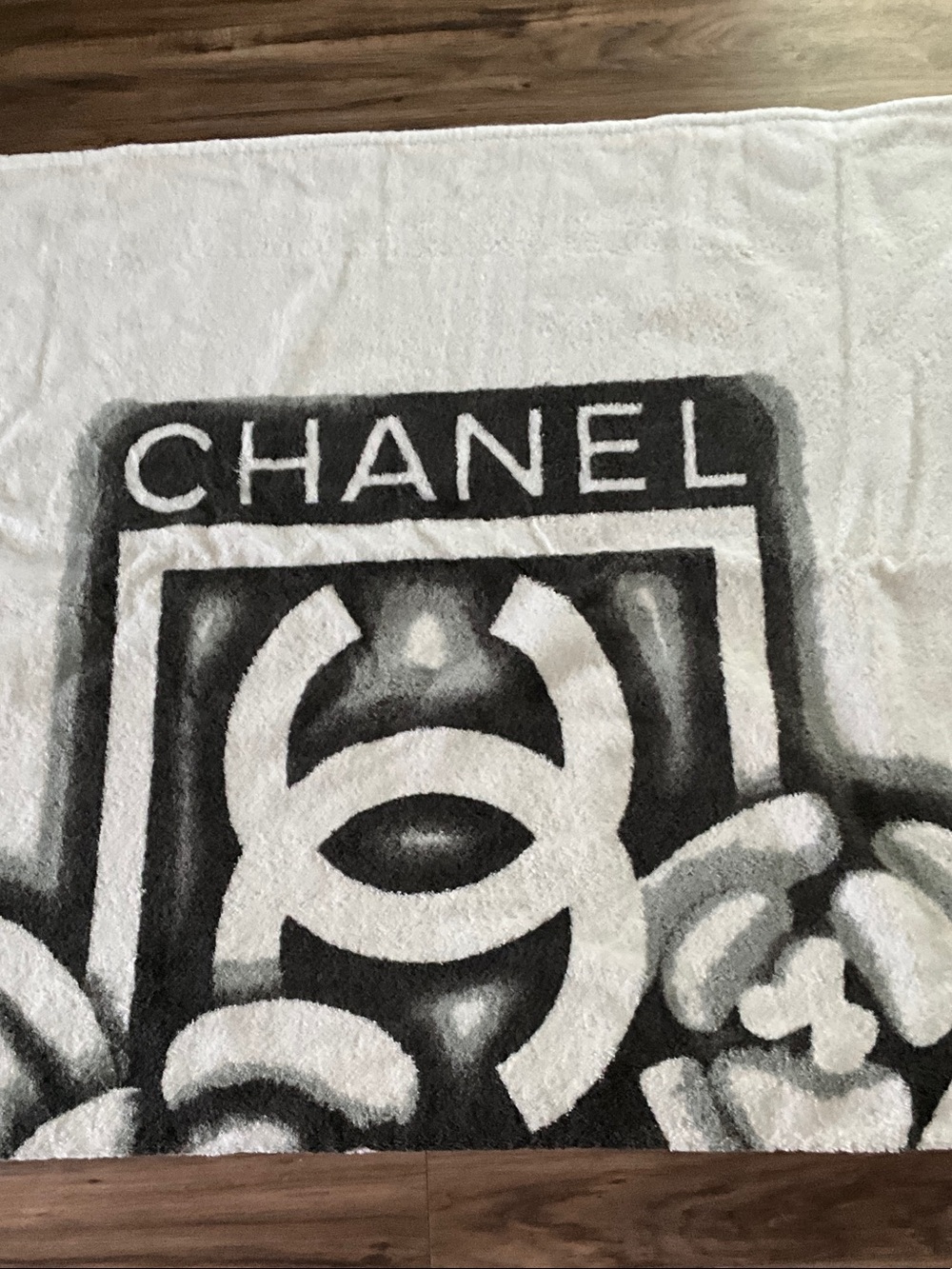 CHANEL Black and White Logo Towel